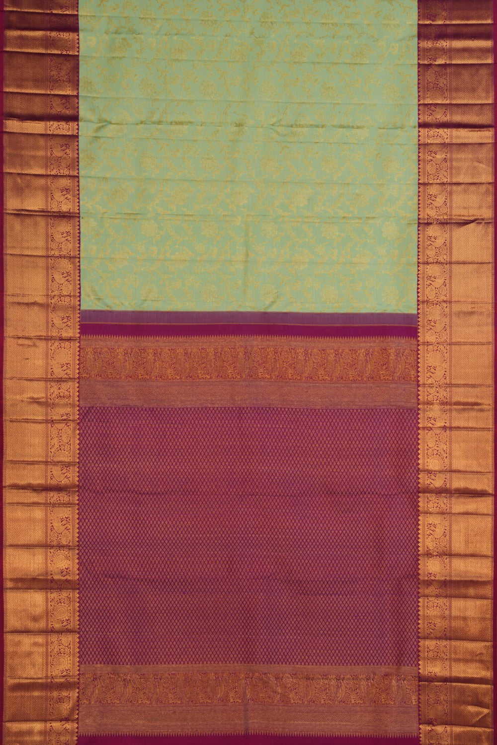 Image of Mint Green Brocade Kanchipattu Saree